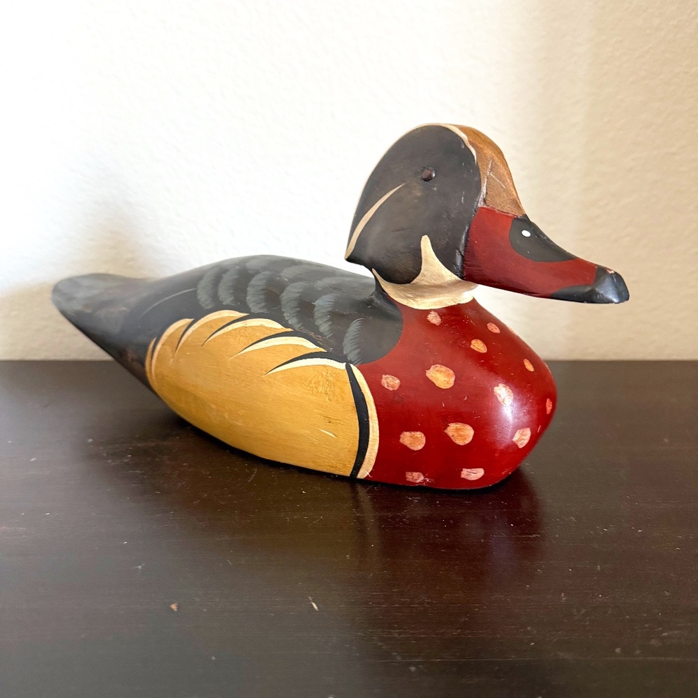 Vintage Wood Hand Painted Duck